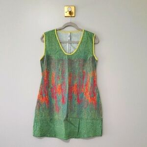 Khangura Art Splash Tunic Tank Top Small Oversized Pockets Textured Lagenlook